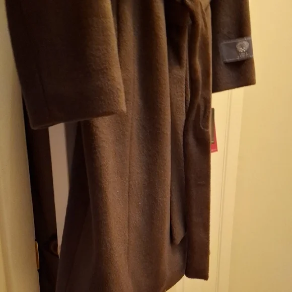 Luxurious Brown Faux Fur Collar Coat Vince Camuto OLIVE NWT M - Picture 6 of 14